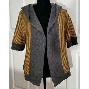 Anthropologie Yoon Open Front Cardigan Gray Yellow Sweater Wool/cashmere Sz XS